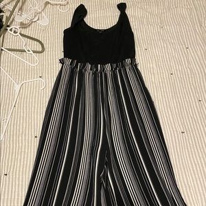 Black and White Striped Jumpsuit